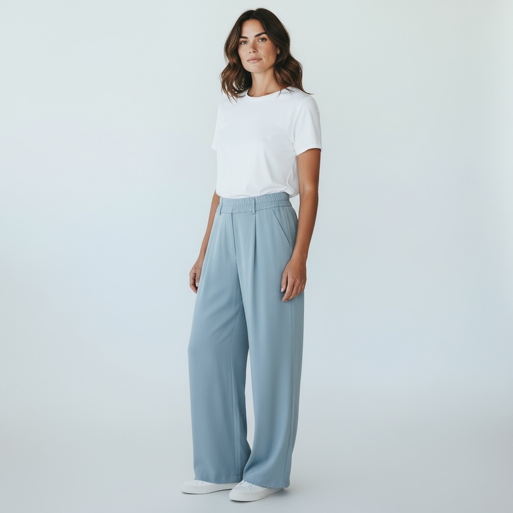Light Blue Wide-Leg Trousers – Size L - Picture 2 of 14